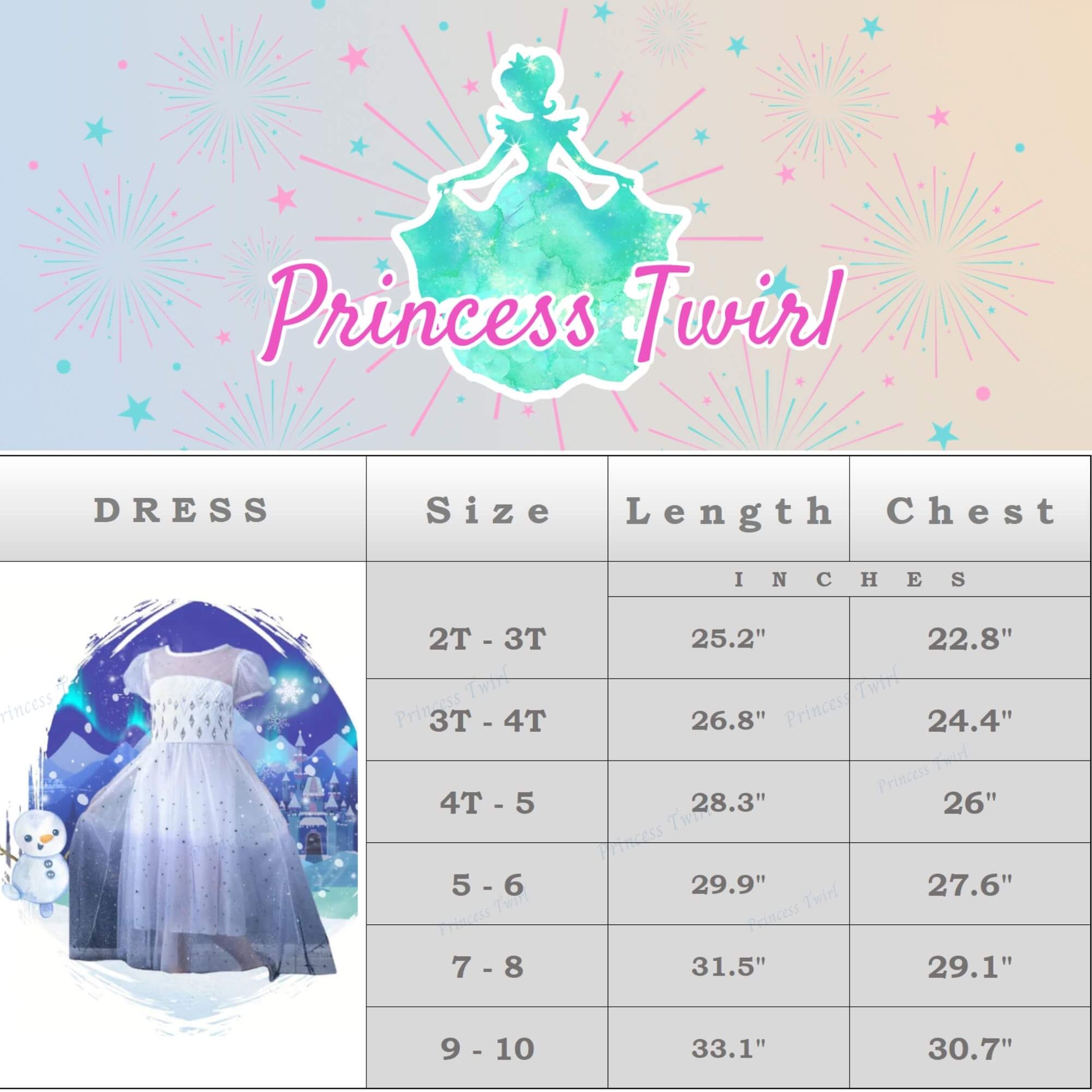 elsa white gown for kids 2t 3t 4t 5 6 7 8 9 10