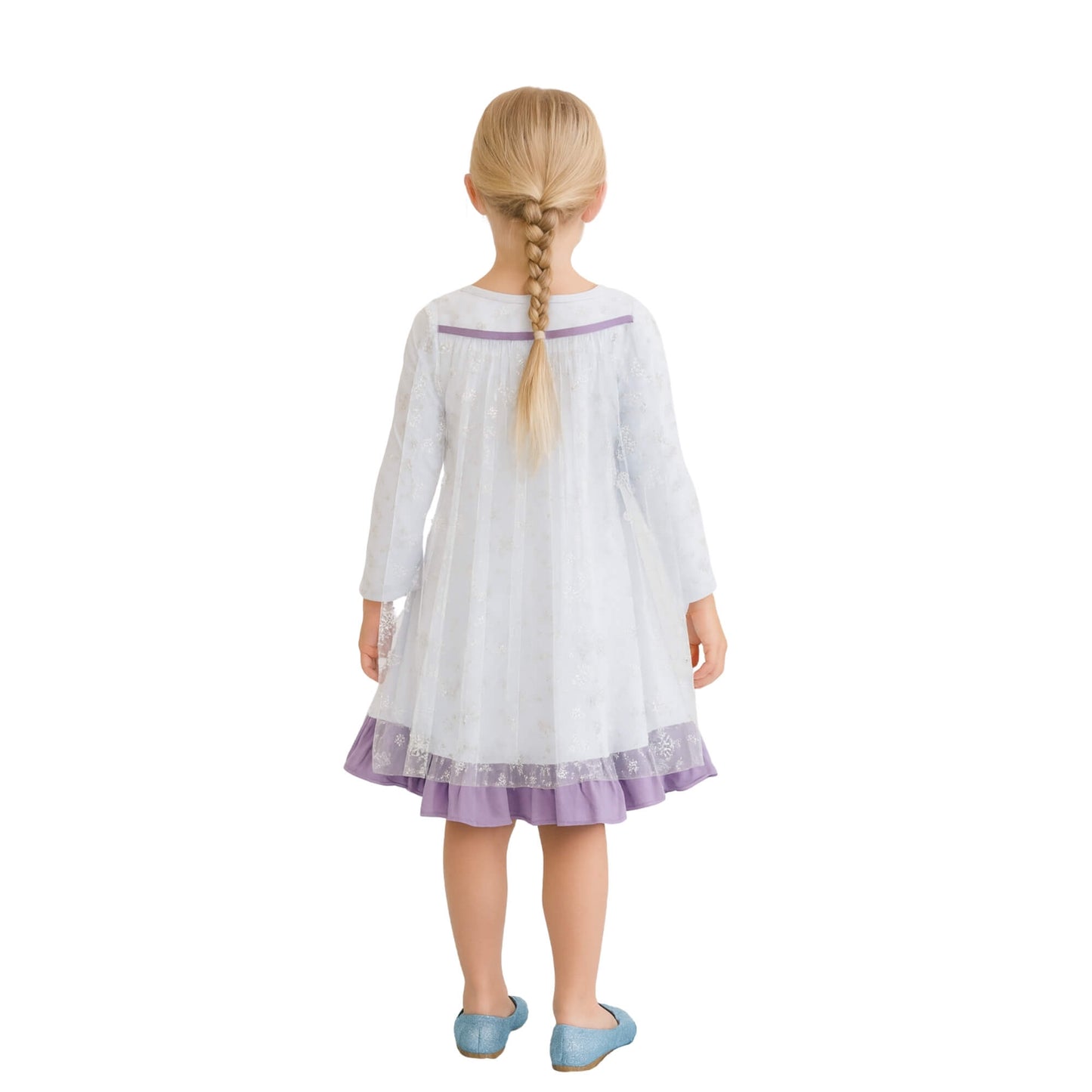 Elsa Ice Queen Long Sleeves White Everyday Play Dress for Kids