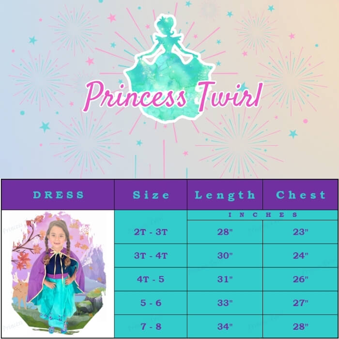 anna frozen 2 dress with cape for girls age 2 3 4 5 6 7 8