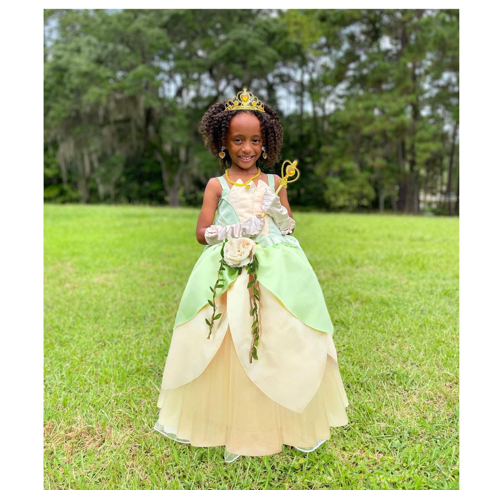 Deluxe Disney-Inspired Princess Tiana Costume Dress for Birthday and Beyond