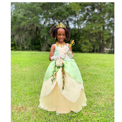 Deluxe Disney-Inspired Princess Tiana Costume Dress for Birthday and Beyond