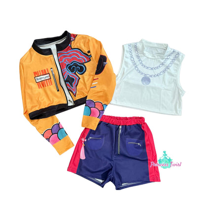 Kpop ONHAND Limited Stock Kpop Demon Hunters Printed Costume Outfit for Girls Rumi Mira Zoey Inspired Cosplay