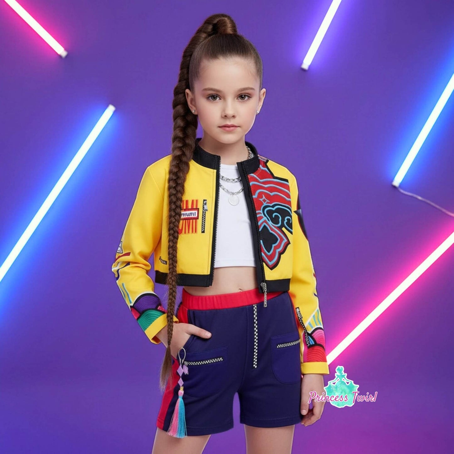 Kpop ONHAND Limited Stock Kpop Demon Hunters Printed Costume Outfit for Girls Rumi Mira Zoey Inspired Cosplay