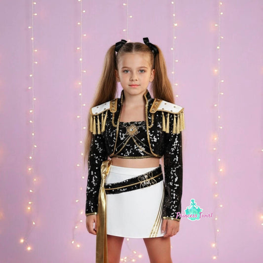 Mira Golden Black Costume for Kids Shiny KPop Demon Hunters Inspired Cosplay for Girls