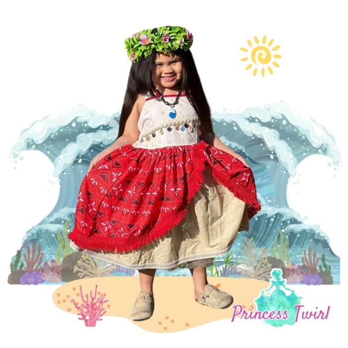 moana 2 dress moview white and red orange for girls kids and toddlers