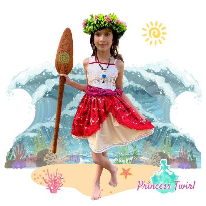 moana 2 dress moview white and red orange for girls kids and toddlers