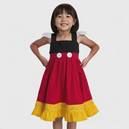 Mickey Mouse Red and Black Kids Dress Disneybound Dress for Girls