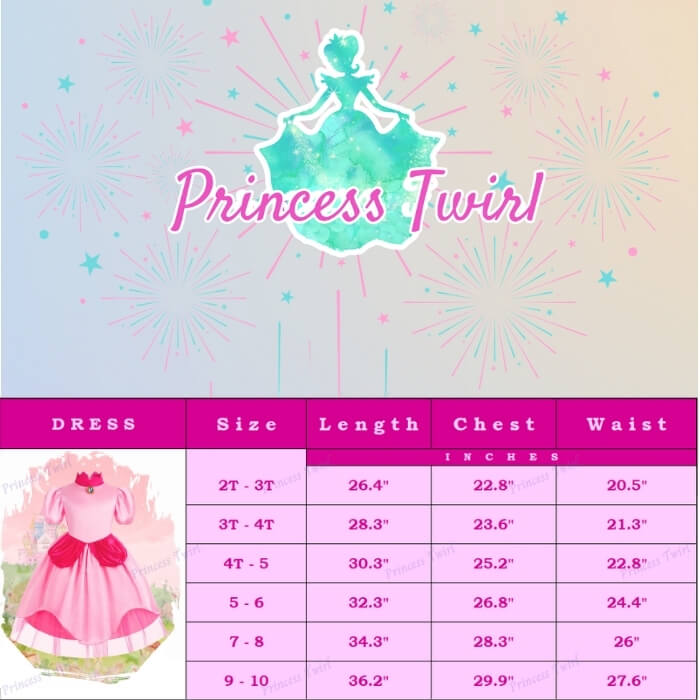 princess peach dress for girls age 2 3 4 5 6 7 8 9 10 