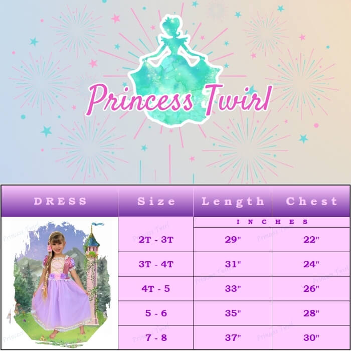 tangled rapunzel dress for girls age 2 3 4 5 6 7 8