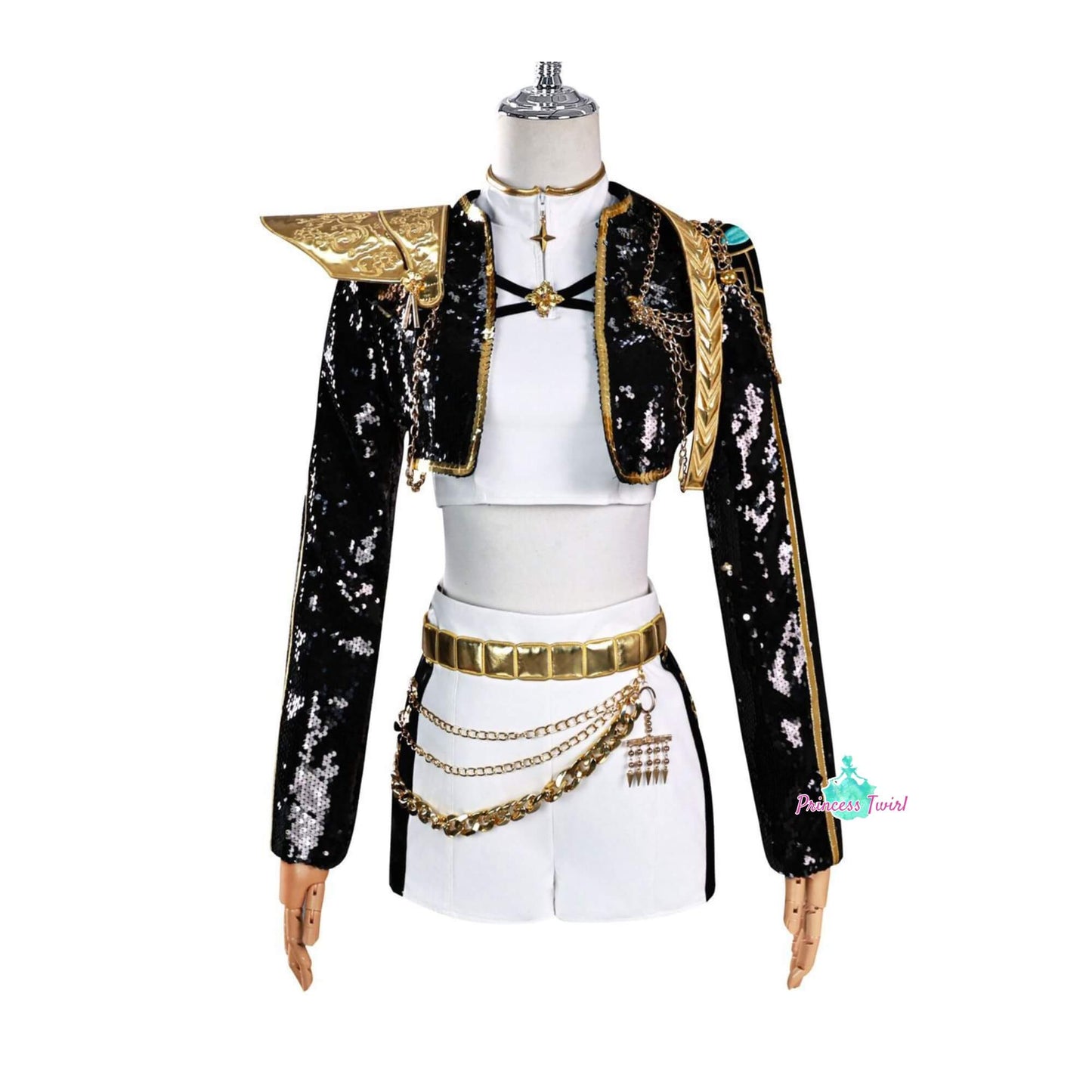 Rumi Golden Black Costume for Kids Shiny KPop Demon Hunters Inspired Cosplay for Girls