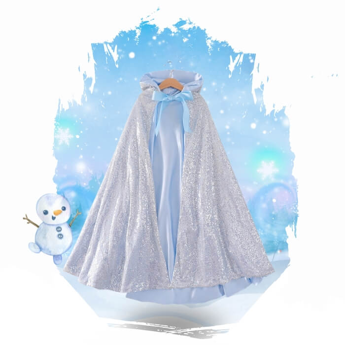 white silver cape for elsa kids