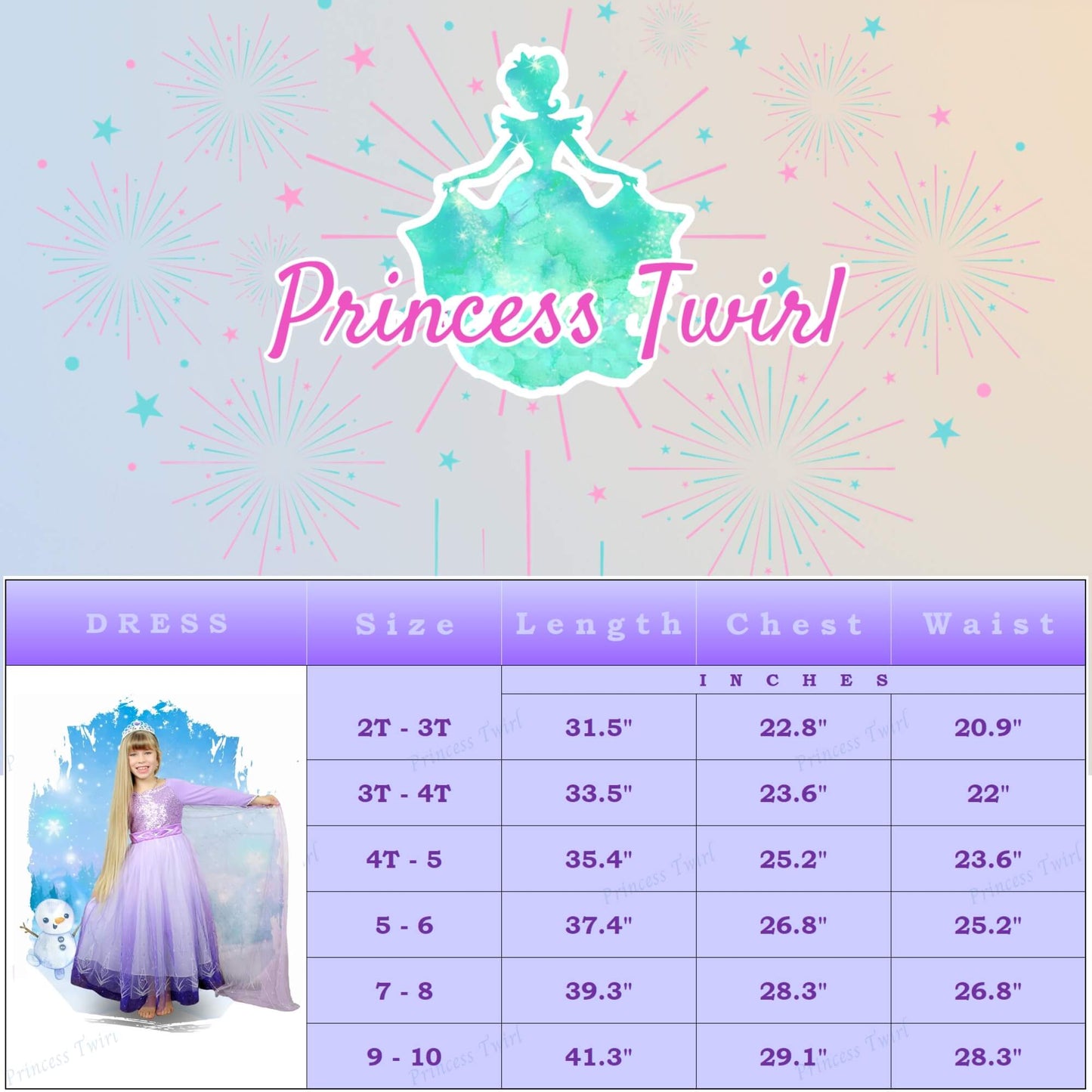 elsa purple dress 2t 3t 4t 5 6 7 8 9 10