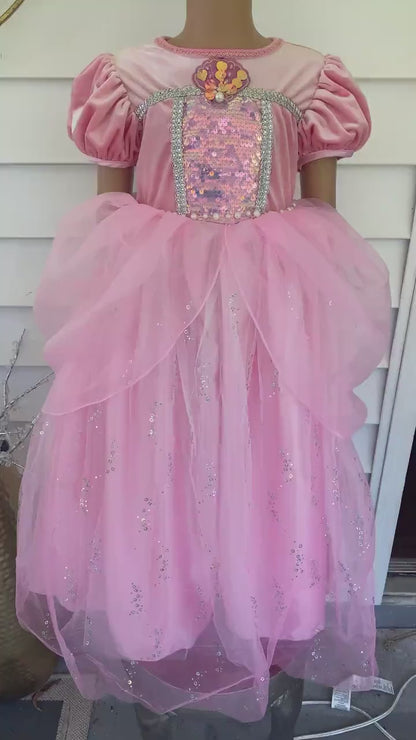 Disney-Inspired Pink Little Mermaid Ariel Dress with Birthday Accessories