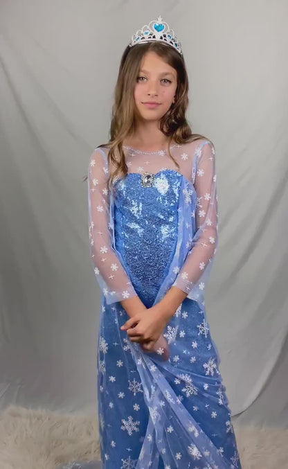 Disney-Inspired Elsa Ice Queen Dress for Birthday or Halloween